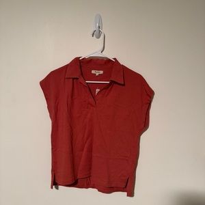 Madewell - Coral Red Collard Block Tee